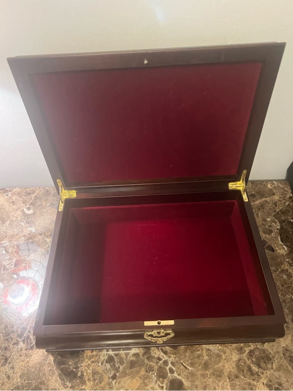 Wooden Jewelry Box Organizer w/ Red Velvet Lining – Lift-Out Tray & Ring Slots - Picture 6 of 16